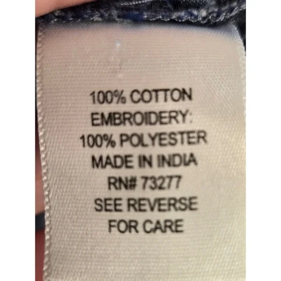 Croft & Barrow Womens Sz L Boho Floral Blue Cotton Embroidered Sleeveless Top - Picture 6 of 8